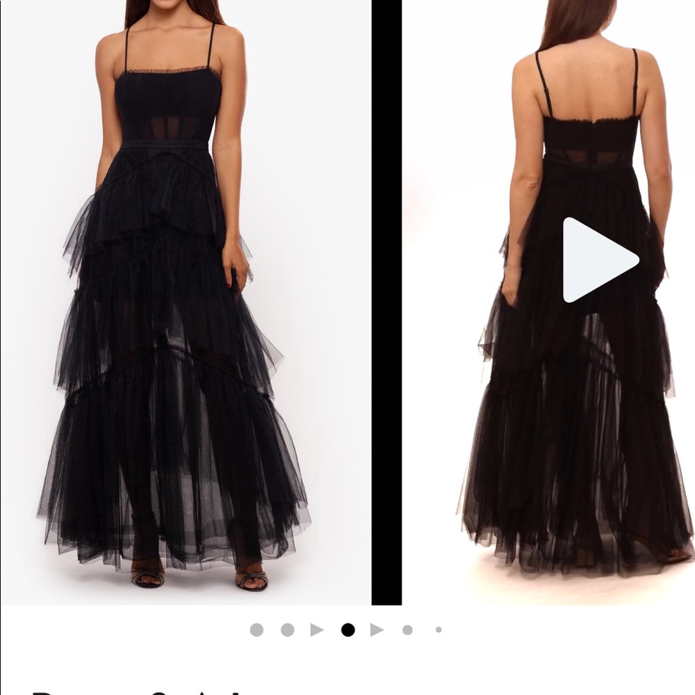 Betsy & Adam Tiered Tulle Ruffle Gown